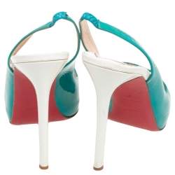 Pre Owned Christian Louboutin Multicolor Patent Leather Flo Slingback Sandals Size 41