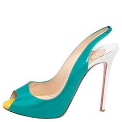 Pre Owned Christian Louboutin Multicolor Patent Leather Flo Slingback Sandals Size 41