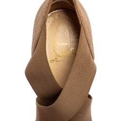 Pre Owned Christian Louboutin Beige Textured Leather Dorcet Peep Toe  Pumps Size 38.5