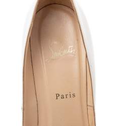 Pre Owned Christian Louboutin White-Silver Patent Leather Pigalle Plato Pointed Toe Pumps Size 40