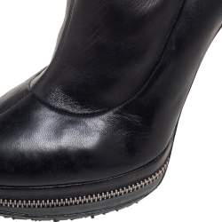 Pre Owned Christian Louboutin Black Leather Over Knee Length Boots Size 36.5 