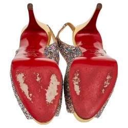 Christian Louboutin Multicolor Glitter No Prive Slingback Sandals Size 39