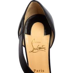 Pre Owned Christian Louboutin Black Leather Decalcoco Cross Strap Pumps 38.5