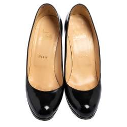 Christian Louboutin Black Patent Leather New Simple Platform Pumps Size 38.5