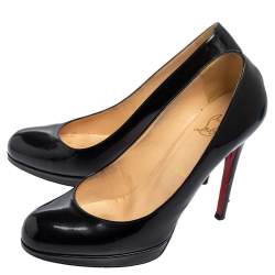 Christian Louboutin Black Patent Leather New Simple Platform Pumps Size 38.5