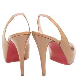 Christian Louboutin Beige Patent Leather N°Prive Sandals Size 40