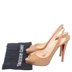 Christian Louboutin Beige Patent Leather N°Prive Sandals Size 40