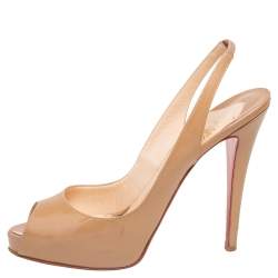 Christian Louboutin Beige Patent Leather N°Prive Sandals Size 40