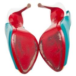 Christian Louboutin Multicolor Patent Leather Flo Slingback Sandals Size 37.5
