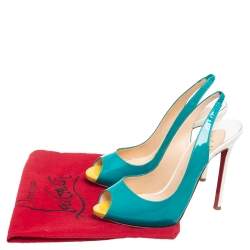 Christian Louboutin Multicolor Patent Leather Flo Slingback Sandals Size 37.5