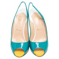 Christian Louboutin Multicolor Patent Leather Flo Slingback Sandals Size 37.5