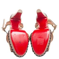 Pre Owned صندل كريستيان لوبوتان تريبي سيتي جلد نوبوك بيج مقاس 37