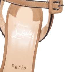 Pre Owned صندل كريستيان لوبوتان تريبي سيتي جلد نوبوك بيج مقاس 37