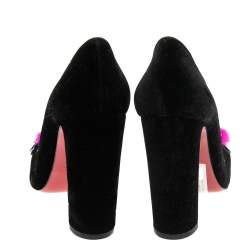 Pre Owned Christian Louboutin Black Velvet Maya Pumps Size 39