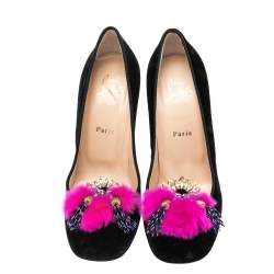 Pre Owned Christian Louboutin Black Velvet Maya Pumps Size 39