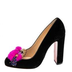 Pre Owned Christian Louboutin Black Velvet Maya Pumps Size 39