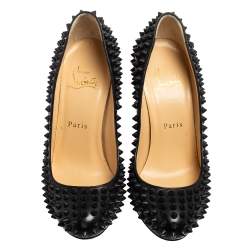 Christian Louboutin Black Leather Fifi Spikes Pumps Size 36