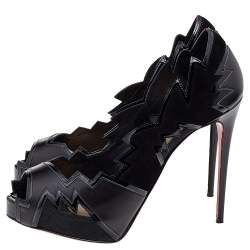 Pre Owned Christian Louboutin Black Leather And Mesh Explozina Pumps Size 38.5