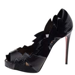 Pre Owned Christian Louboutin Black Leather And Mesh Explozina Pumps Size 38.5