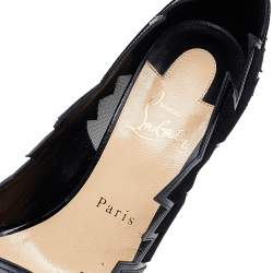 Pre Owned Christian Louboutin Black Leather And Mesh Explozina Pumps Size 38.5
