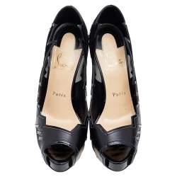 Pre Owned Christian Louboutin Black Leather And Mesh Explozina Pumps Size 38.5