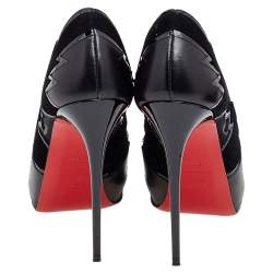 Pre Owned Christian Louboutin Black Leather And Mesh Explozina Pumps Size 38.5