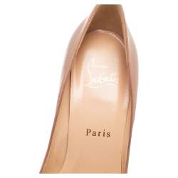 Pre Owned Christian Louboutin Beige Patent Leather Pigalle Plato Pumps Size Size 35