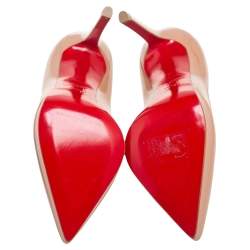 Pre Owned Christian Louboutin Beige Patent Leather Pigalle Plato Pumps Size Size 35