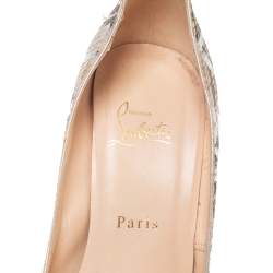 Christian Louboutin Brown/Beige Python Patchwork Banana Peep Toe Platform Pumps Size 40.5