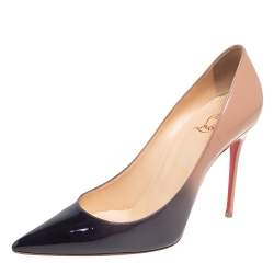 Christian Louboutin Black/Beige Patent Leather Kate Pointed-Toe Pumps Size 39