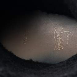 Pre Owned Christian Louboutin Black Leather Surlapony Spiked Mid-Calf Boots Size 45