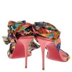 Pre Owned Christian Louboutin Multicolor Satin Sandale Du Desert Ankle Wrap Sandals 37