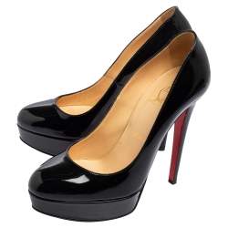 Pre Owned Christian Louboutin Black Patent Leather Bianca Pumps Size 37