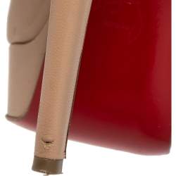 Pre Owned Christian Louboutin Beige Leather Cross Me Crisscross Platform Sandals Size 37.5