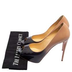 Pre Owned Christian Louboutin Ombre Beige/Black Patent Leather New Very Prive Pumps Size 37