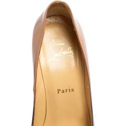 Pre Owned Christian Louboutin Ombre Beige/Black Patent Leather New Very Prive Pumps Size 37