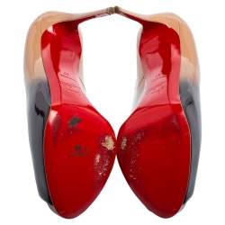 Pre Owned Christian Louboutin Ombre Beige/Black Patent Leather New Very Prive Pumps Size 37