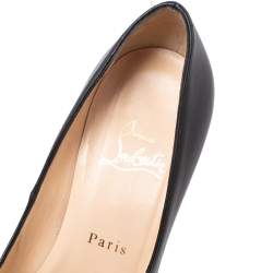 Pre Owned Christian Louboutin Black Leather Altadama Peep-Toe Platform Pumps Size 38.5