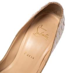 Christian Louboutin Cream/Gold Python Leather So Kate Pumps Size 39