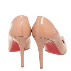 Christian Louboutin Beige Patent Leather Pigalle Pumps Size 38
