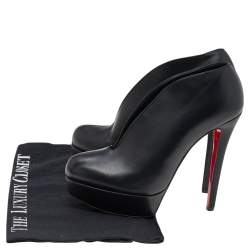 Christian Louboutin Black Leather Fast Plato Platform Booties Size 36.5
