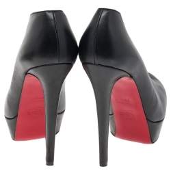 Christian Louboutin Black Leather Fast Plato Platform Booties Size 36.5