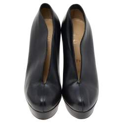 Christian Louboutin Black Leather Fast Plato Platform Booties Size 36.5