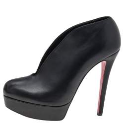 Christian Louboutin Black Leather Fast Plato Platform Booties Size 36.5