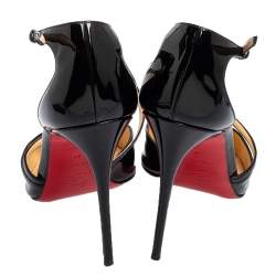 Pre Owned Christian Louboutin Black Patent Leather Cross Blake Pointed Toe Pumps Size 41
