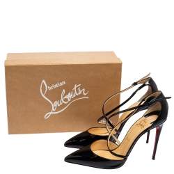 Pre Owned Christian Louboutin Black Patent Leather Cross Blake Pointed Toe Pumps Size 41