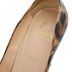 Pre Owned Christian Louboutin Brown Leopard Print Patent Leather Dorissima Pumps Size 40