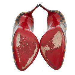 Pre Owned Christian Louboutin Brown Leopard Print Patent Leather Dorissima Pumps Size 40