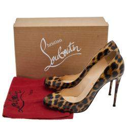 Pre Owned Christian Louboutin Brown Leopard Print Patent Leather Dorissima Pumps Size 40