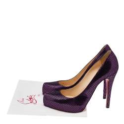 Christian Louboutin Metallic Purple Suede Rolando Platform Pumps Size 37.5